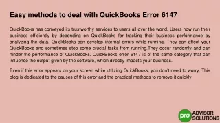 easy methods to deal with quickbooks error 6147