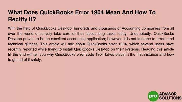 what does quickbooks error 1904 mean and how to rectify it