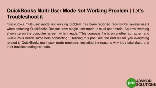 quickbooks multi user mode not working problem let s troubleshoot it