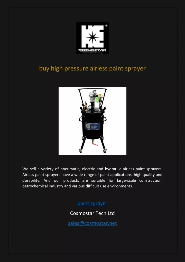 buy high pressure airless paint sprayer