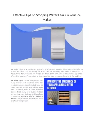 Effective Tips on Stopping Water Leaks in Your Ice Maker
