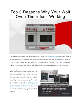 Top 3 Reasons Why Your Wolf Oven Timer Isn