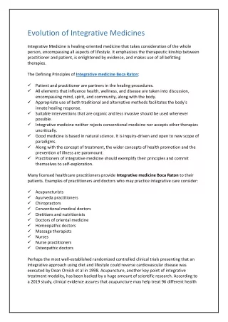 evolution of integrative medicines integrative