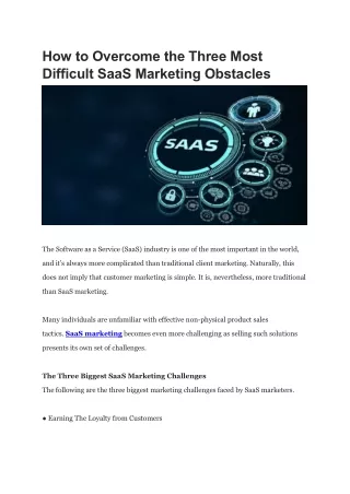 How to Overcome the Three Most Difficult SaaS Marketing Obstacles