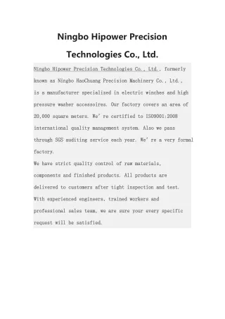 ningbo hipower precision