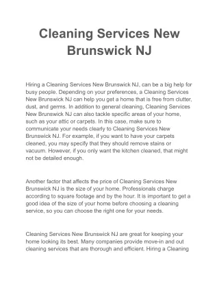 Cleaning Services New Brunswick NJ
