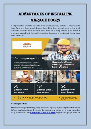 Advantages of installing garage doors