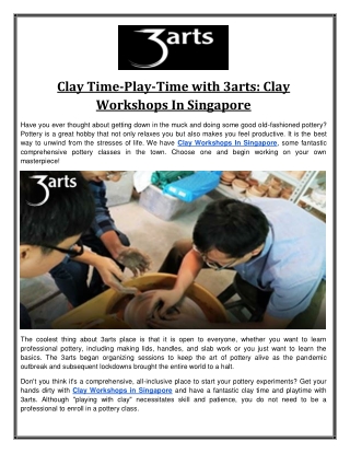 Clay Workshops In Singapore