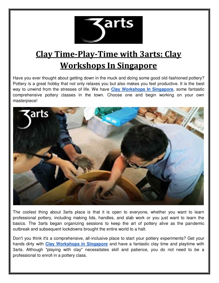 clay time play time with 3arts clay workshops