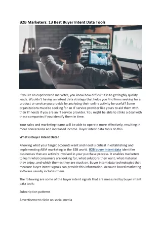 B2B Marketers 13 Best Buyer Intent Data Tools