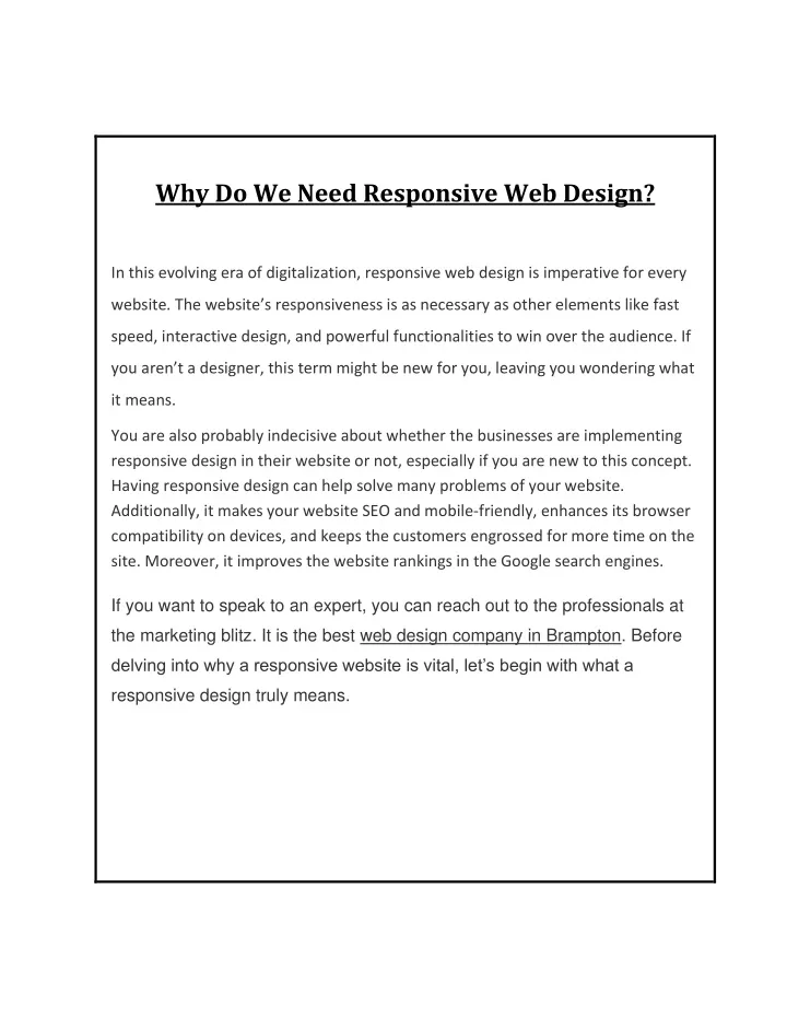 why do we need responsive web design