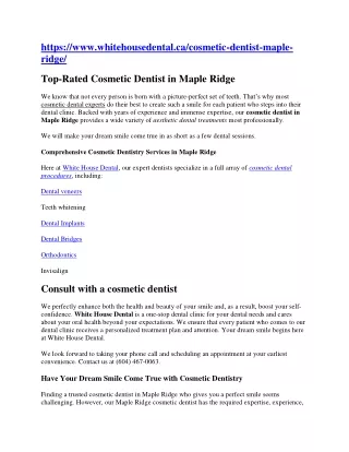 Cosmetic Dentist Maple Ridge