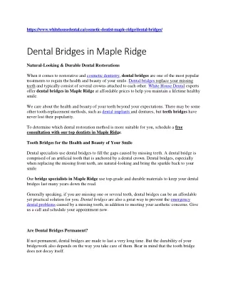 Dental Bridges in Maple Ridge
