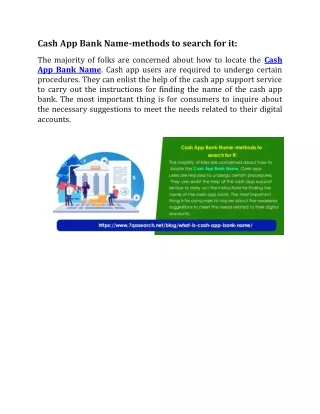 cash app bank name methods to search