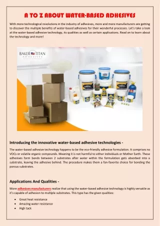 a to z about water based adhesives