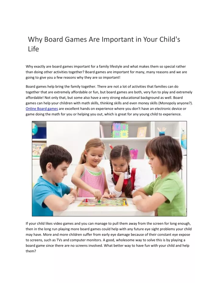 why board games are important in your child s life