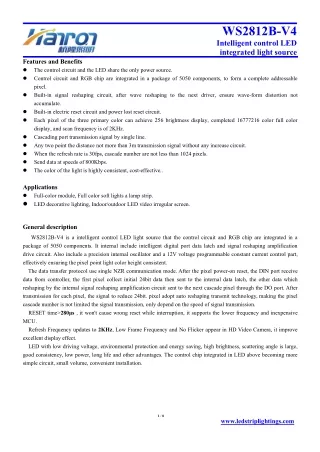 rgb WS2812B LED SPECIFICATION Datasheet from Hanron Lighting