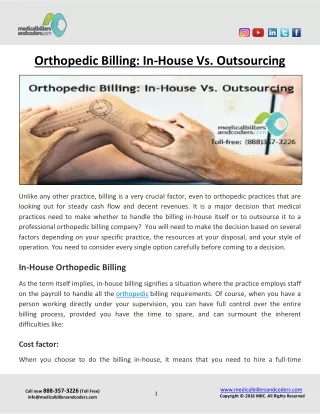 orthopedic billing in house vs outsourcing