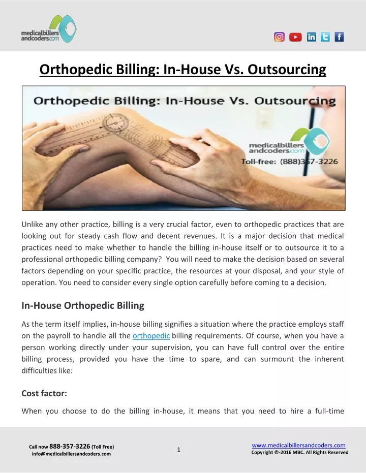 orthopedic billing in house vs outsourcing
