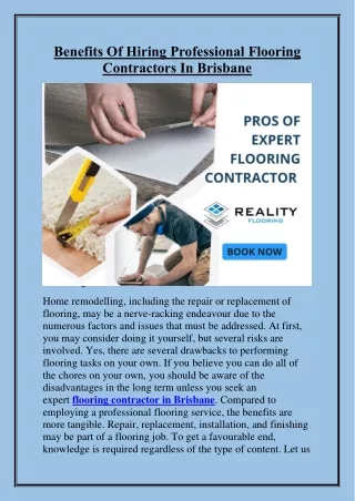 Benefits Of Hiring Professional Flooring Contractors In Brisbane