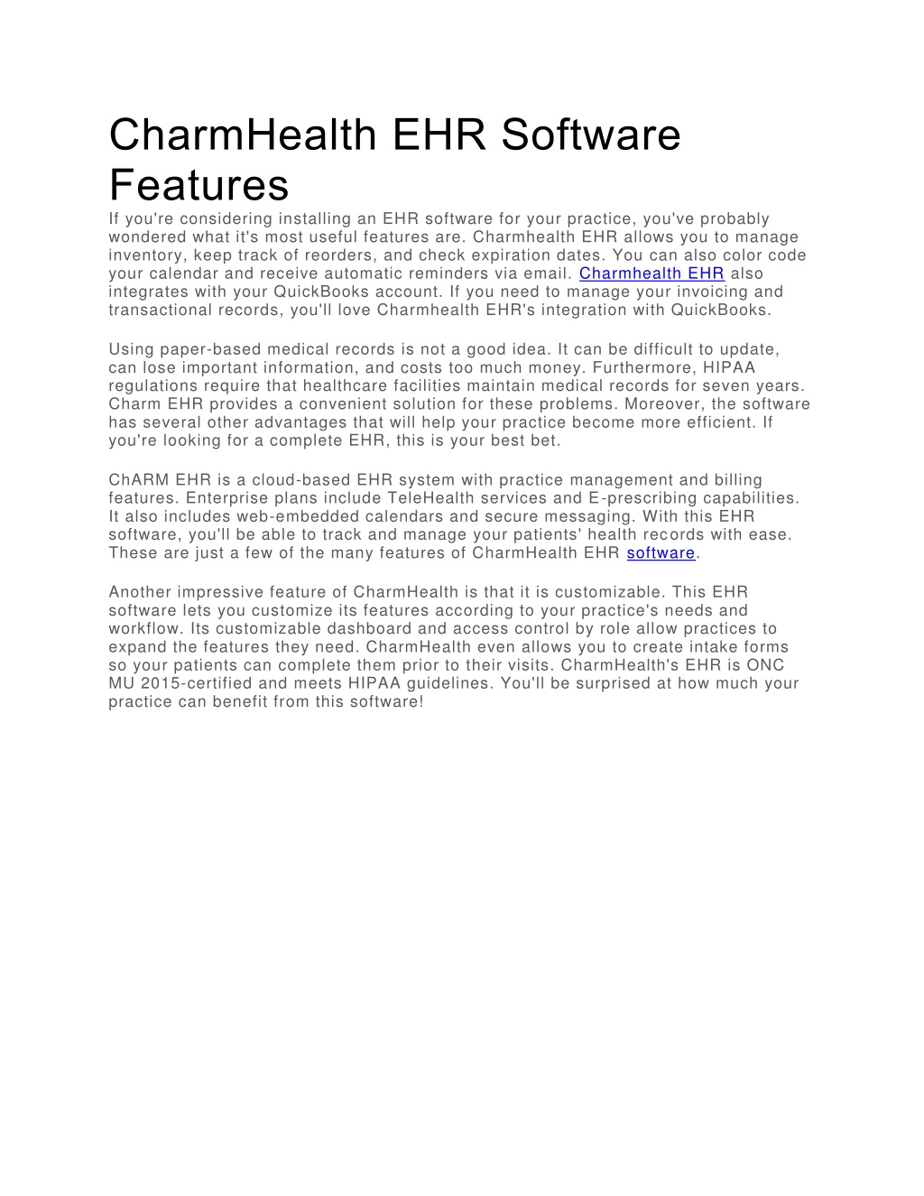 PPT - CharmHealth EHR Software Features PowerPoint Presentation, free ...