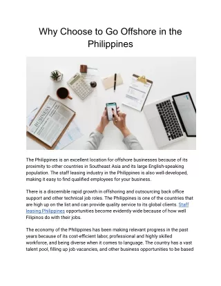 Why Choose to Go Offshore in the Philippines