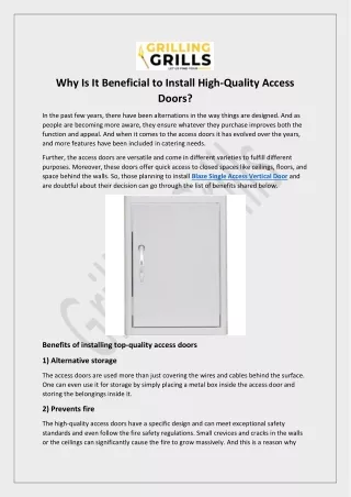 Get Blaze Single Access Vertical Door - Grilling Grills