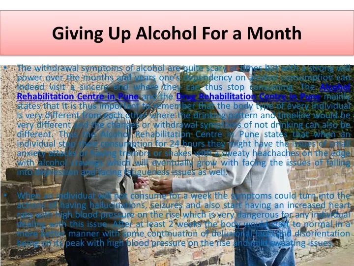 giving up alcohol for a month