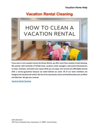 Vacation Rental Cleaning