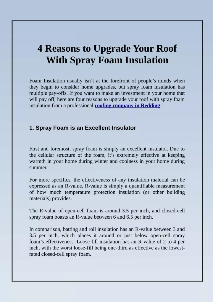 4 reasons to upgrade your roof with spray foam