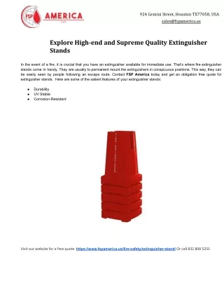 Explore High-end and Supreme Quality Extinguisher Stands