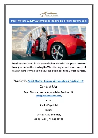 Pearl Motors Luxury Automobiles Trading Llc | Pearl-motors.com