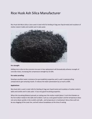 Rice Husk Ash Silica Manufacturer