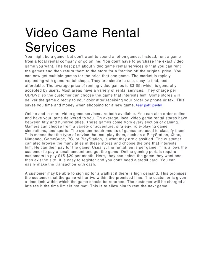 video game rental services you might be a gamer