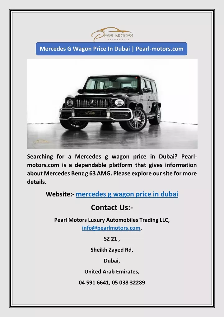 mercedes g wagon price in dubai pearl motors com