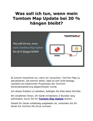 Was soll ich tun, wenn mein Tomtom Map Update