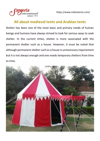 All about medieval tents and Arabian tents