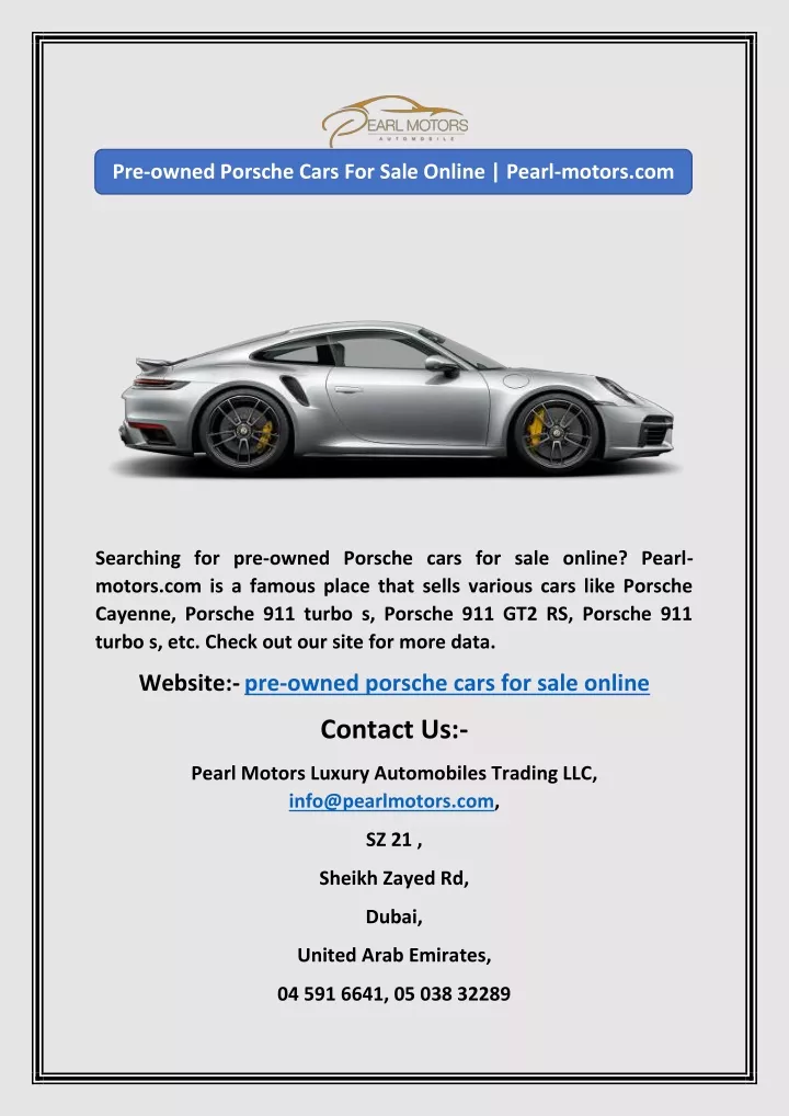 pre owned porsche cars for sale online pearl
