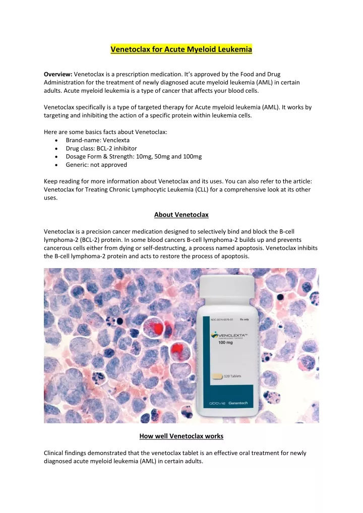 venetoclax for acute myeloid leukemia
