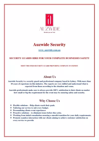 7 Qualities To Look For While Hiring A Security Guard Company In Sydney