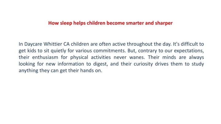 how sleep helps children become smarter