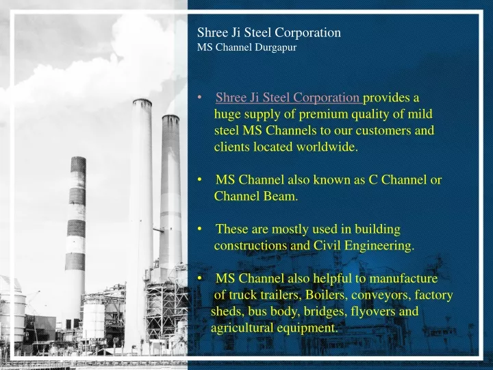 shree ji steel corporation ms channel durgapur