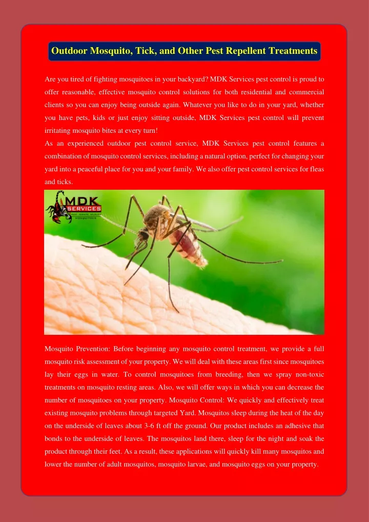 outdoor mosquito tick and other pest repellent