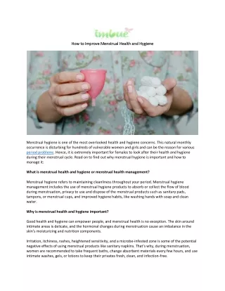 how to improve menstrual health and hygiene
