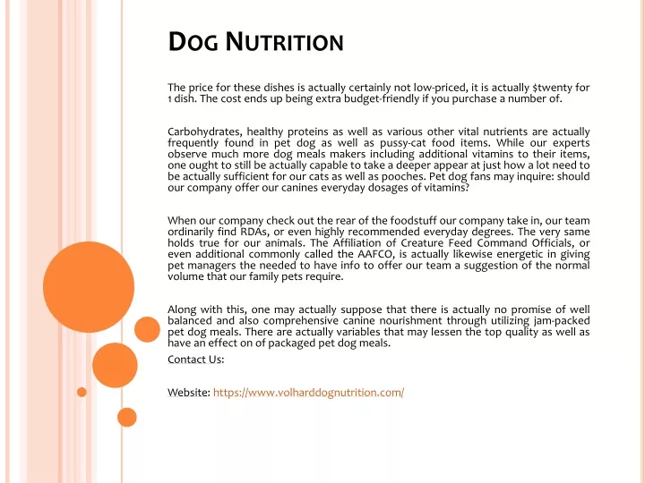 dog nutrition