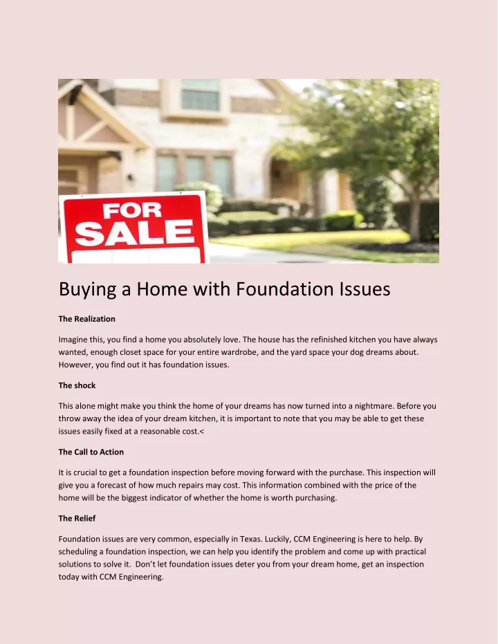 buying a home with foundation issues