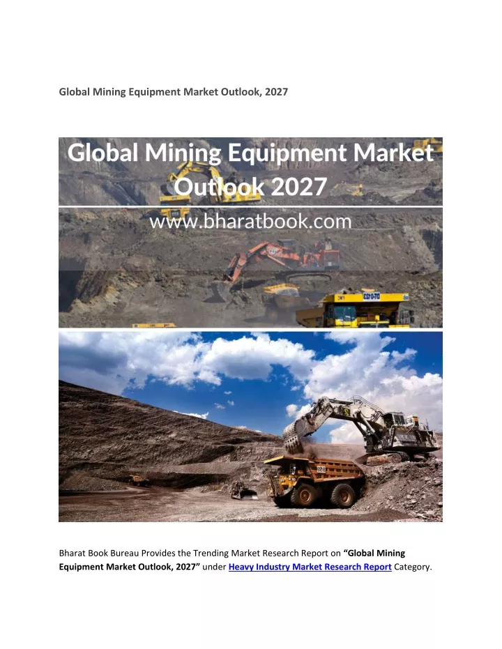 global mining equipment market outlook 2027