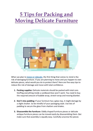5 Tips for Packing and Moving Delicate Furniture