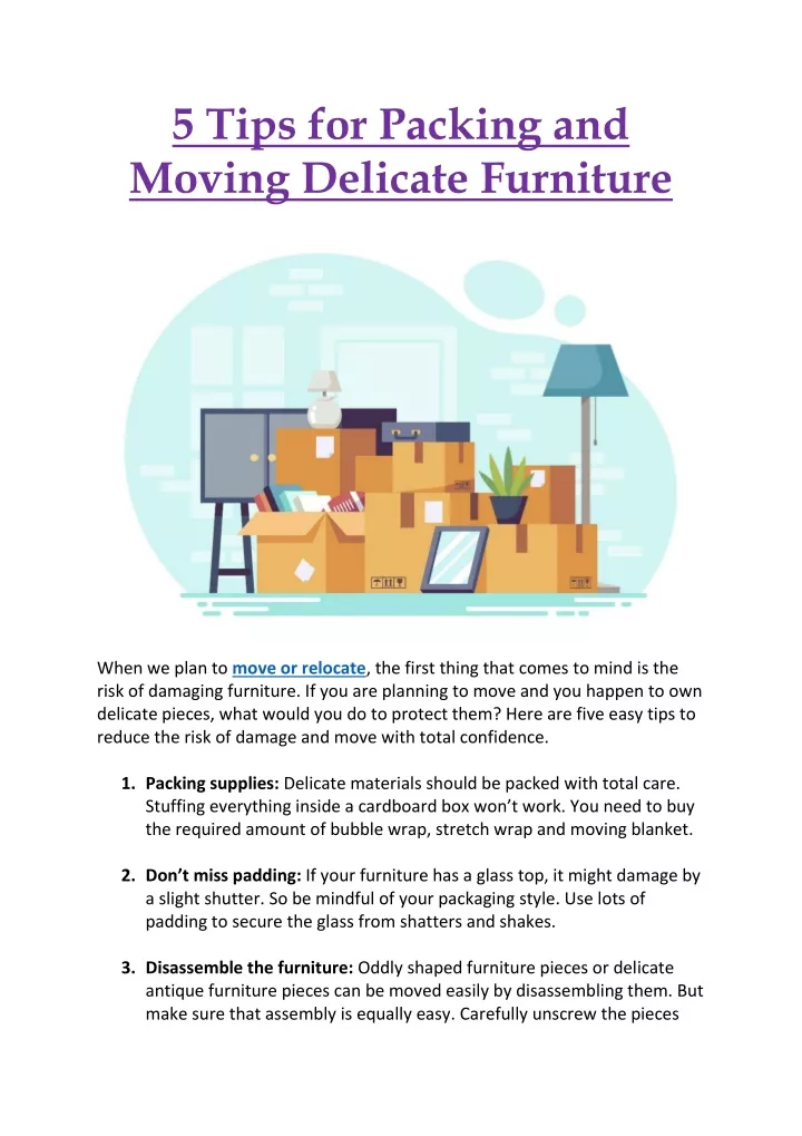 5 tips for packing and moving delicate furniture