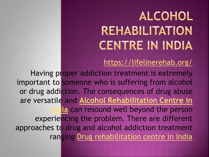 alcohol rehabilitation centre in india